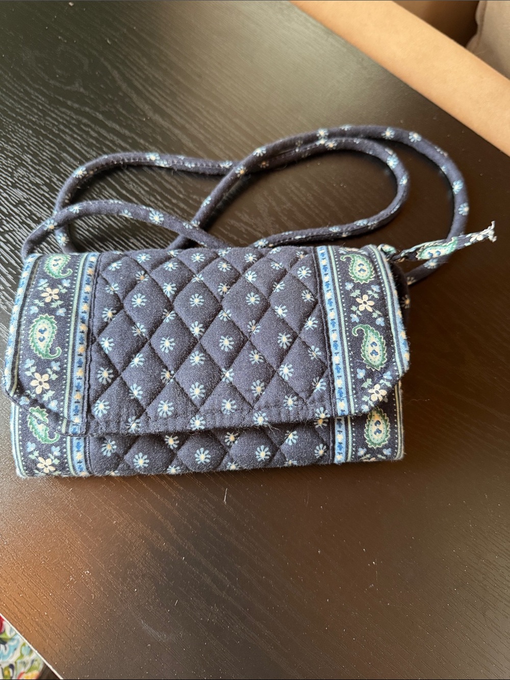 Vera Bradley Quilted Navy Paisley Crossbody
